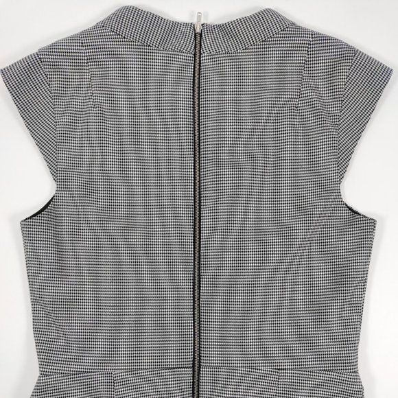 Theory Orinthia Houndstooth Black & White Mini Mid-Thigh Sheath Dress Size 8 - Picture 6 of 14